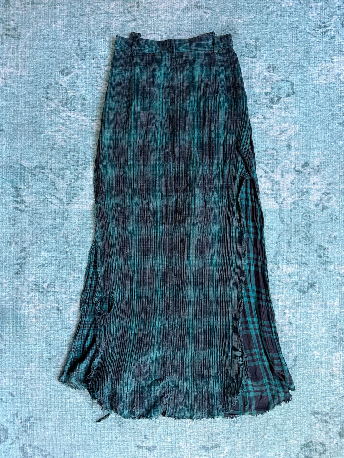 DIESEL crinkled tartan maxi skirt