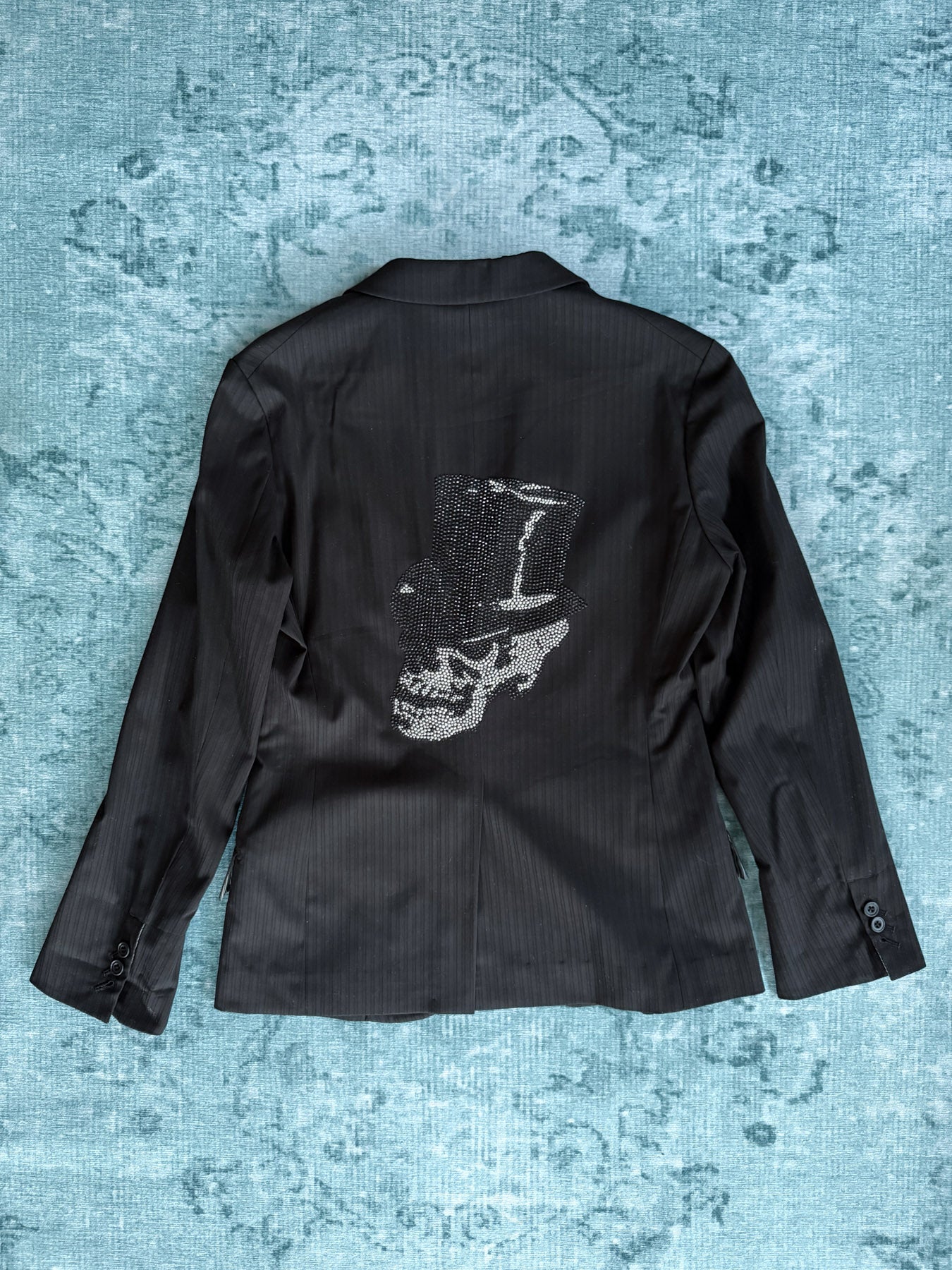 PPFM pinstripe skull rhinestone blazer