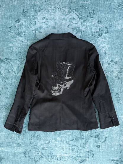 PPFM pinstripe skull rhinestone blazer