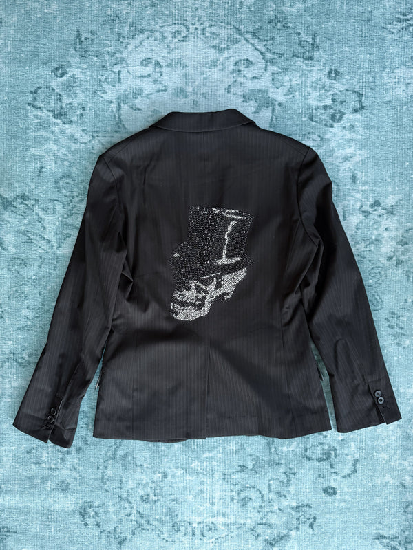 PPFM pinstripe skull rhinestone blazer