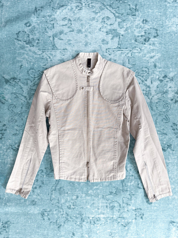 DSQUARED2 off-white structured moto zip jacket