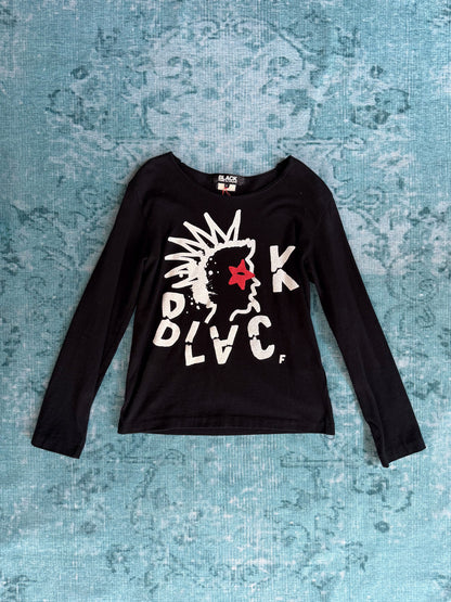 COMME DES GARÇONS BLACK punk graphic long-sleeve shirt