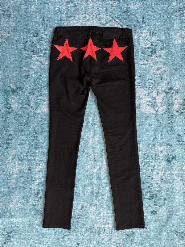 GIVENCHY red stars patch skinny jeans