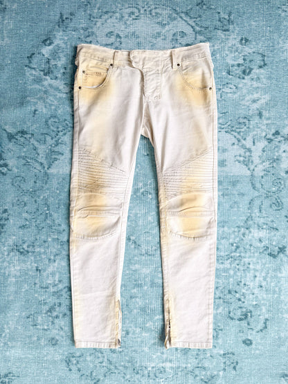 distressed biker jeans