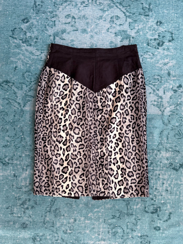 leopard print studded pencil skirt