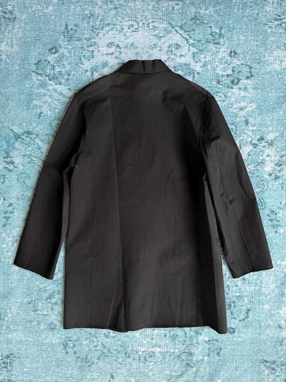 black raw-edge work jacket