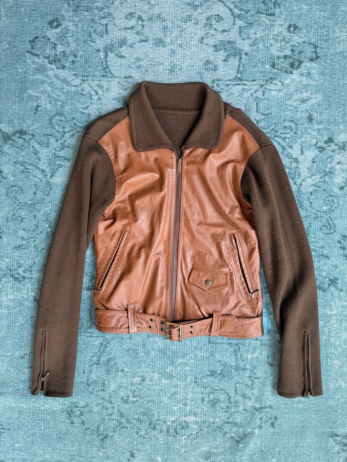 HYSTERIC GLAMOUR leather + knit biker jacket