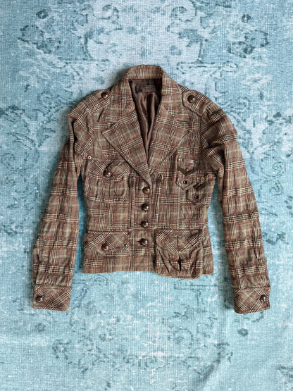 plaid military blazer