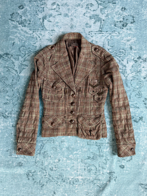 plaid military blazer