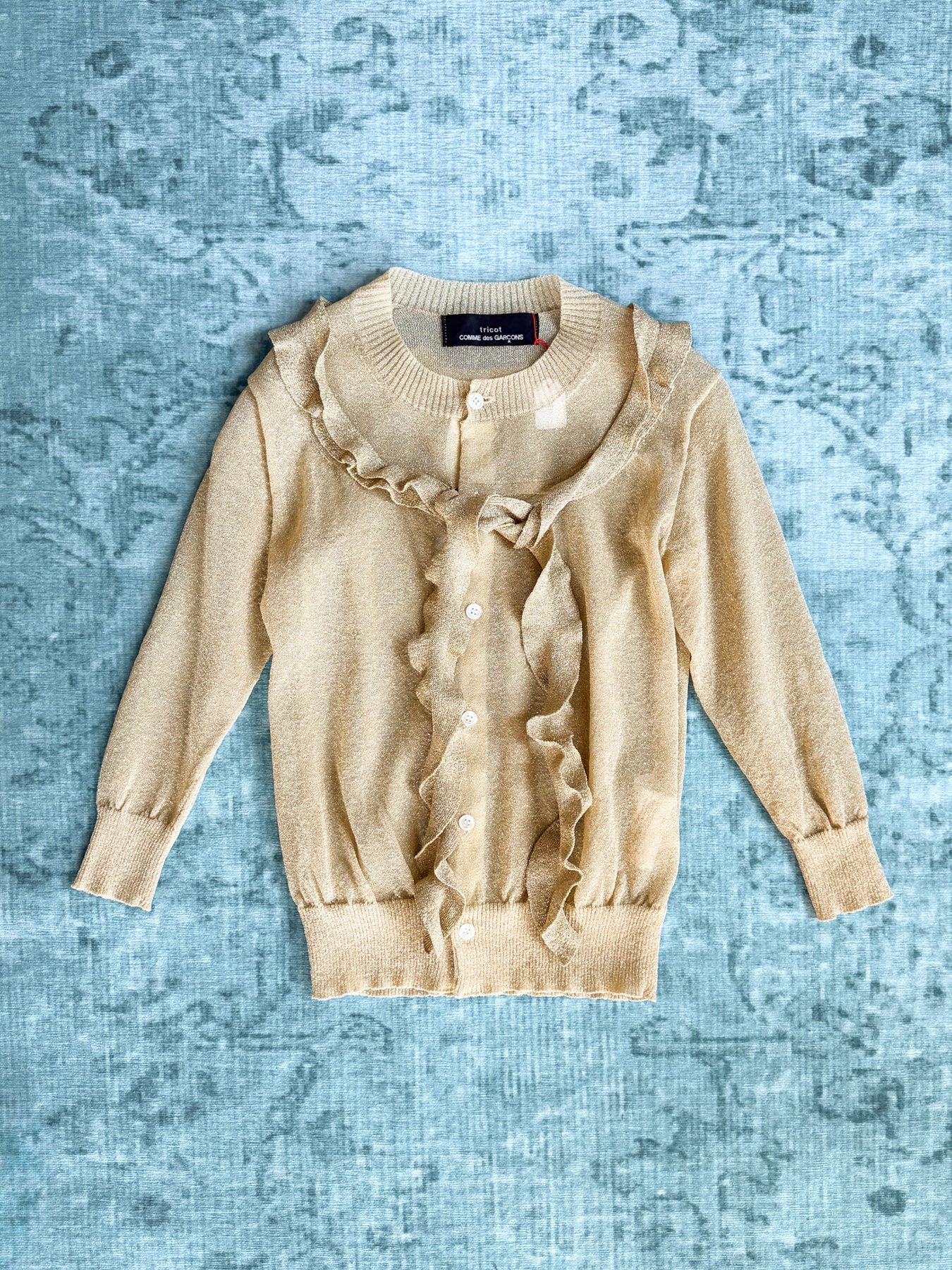 COMME DES GARÇONS tricot ruffled metallic cardigan