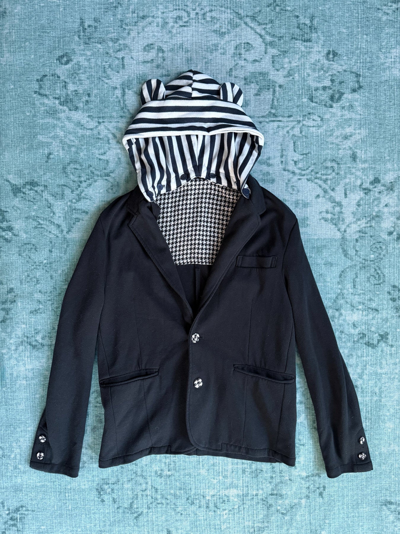 striped hooded blazer