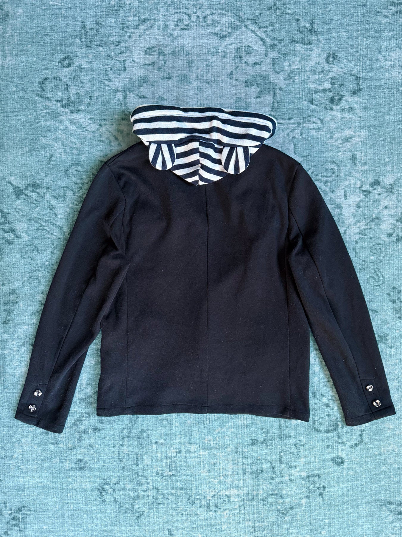 striped hooded blazer