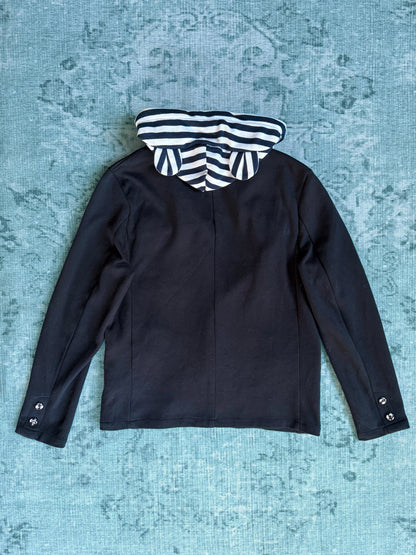 striped hooded blazer