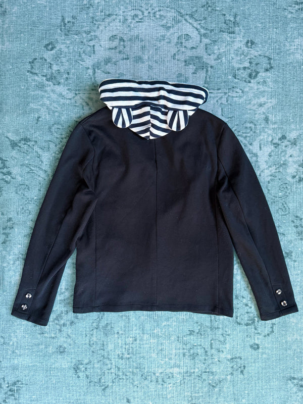 striped hooded blazer