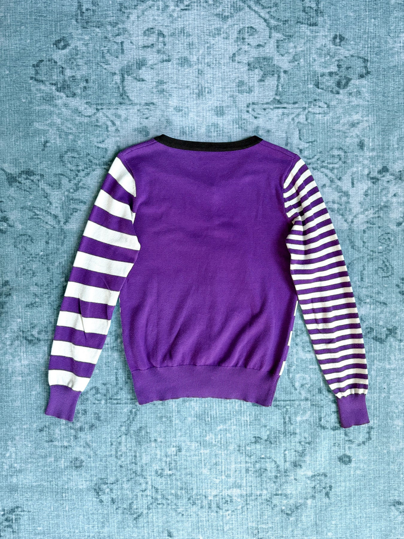 striped+polka dot mixed print cardigan