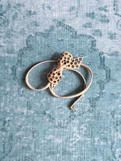 eyelet leather ribbon belt