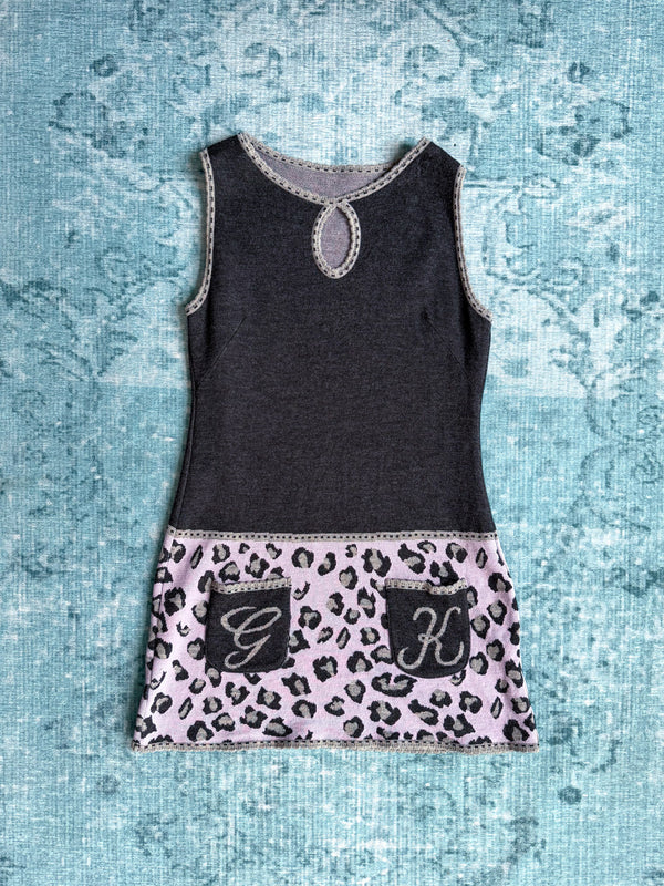 leopard panel knit dress