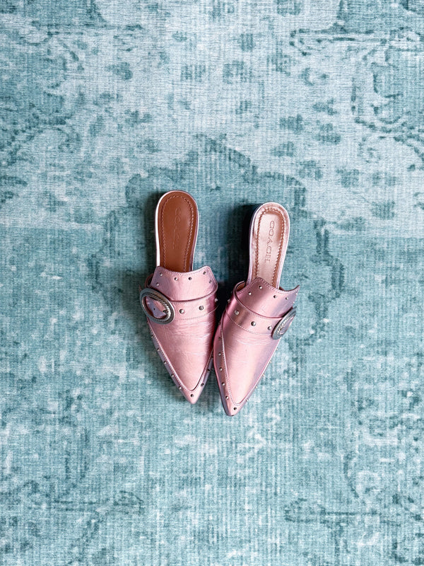 COACH pointed toe leather mules