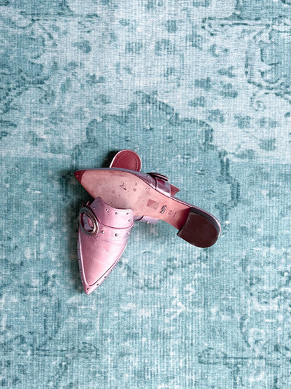 COACH pointed toe leather mules