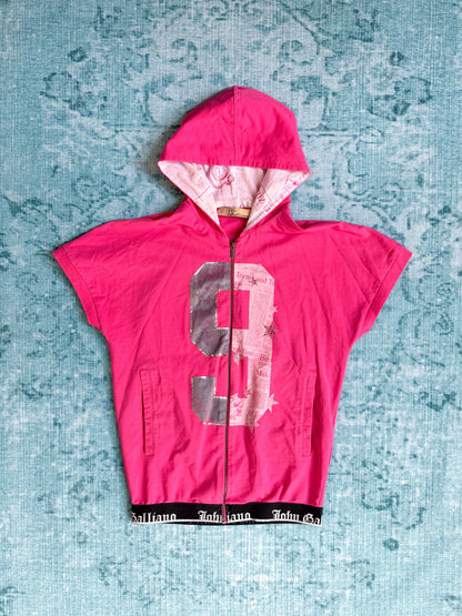 JOHN GALLIANO newspaper-print hooded zip top