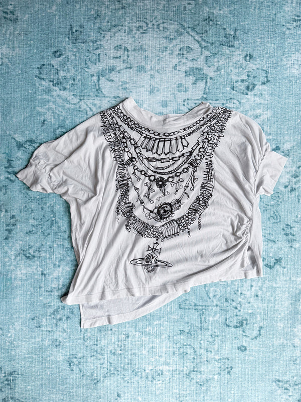 VIVIENNE WESTWOOD asymetrical necklace print shirt