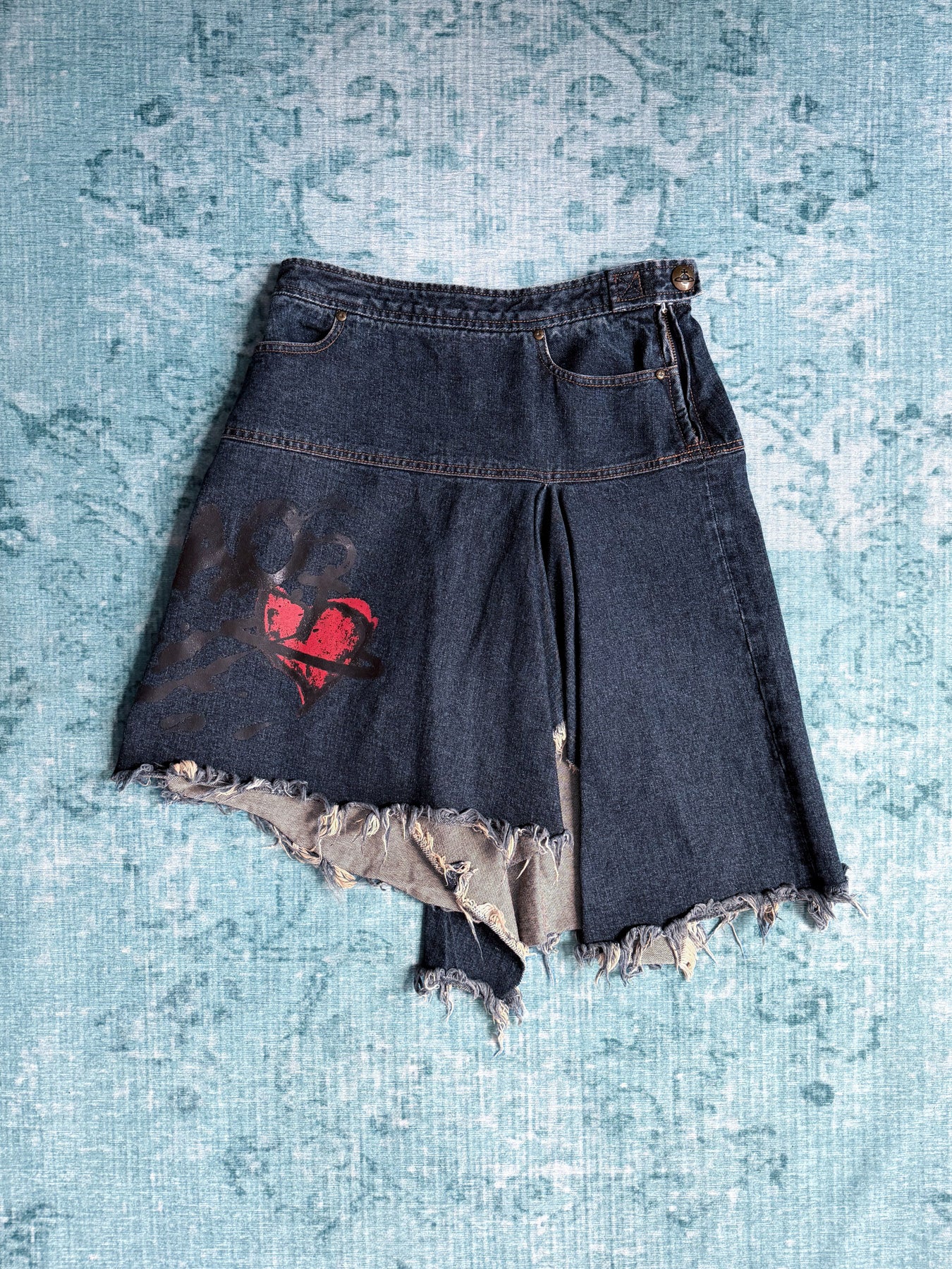 VIVIENNE WESTWOOD asymetric denim printed skirt