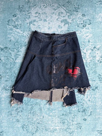 VIVIENNE WESTWOOD asymetric denim printed skirt