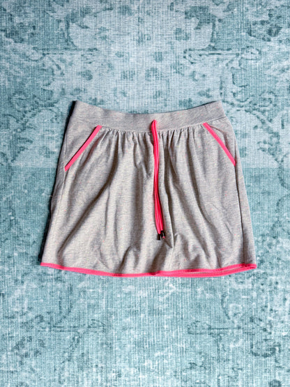 grey jersey skirt with neon pink trim