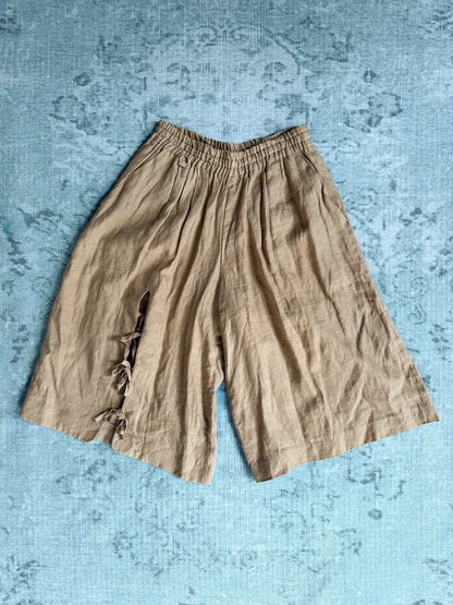 FACETASM linen wide-leg shorts with side ties