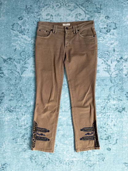 BLUMARINE embroidered hem cropped jeans