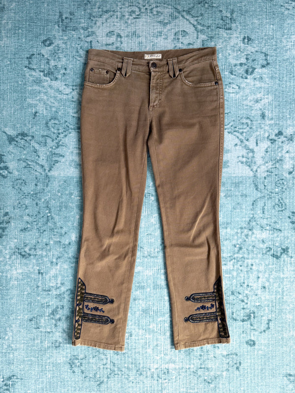 BLUMARINE embroidered hem cropped jeans