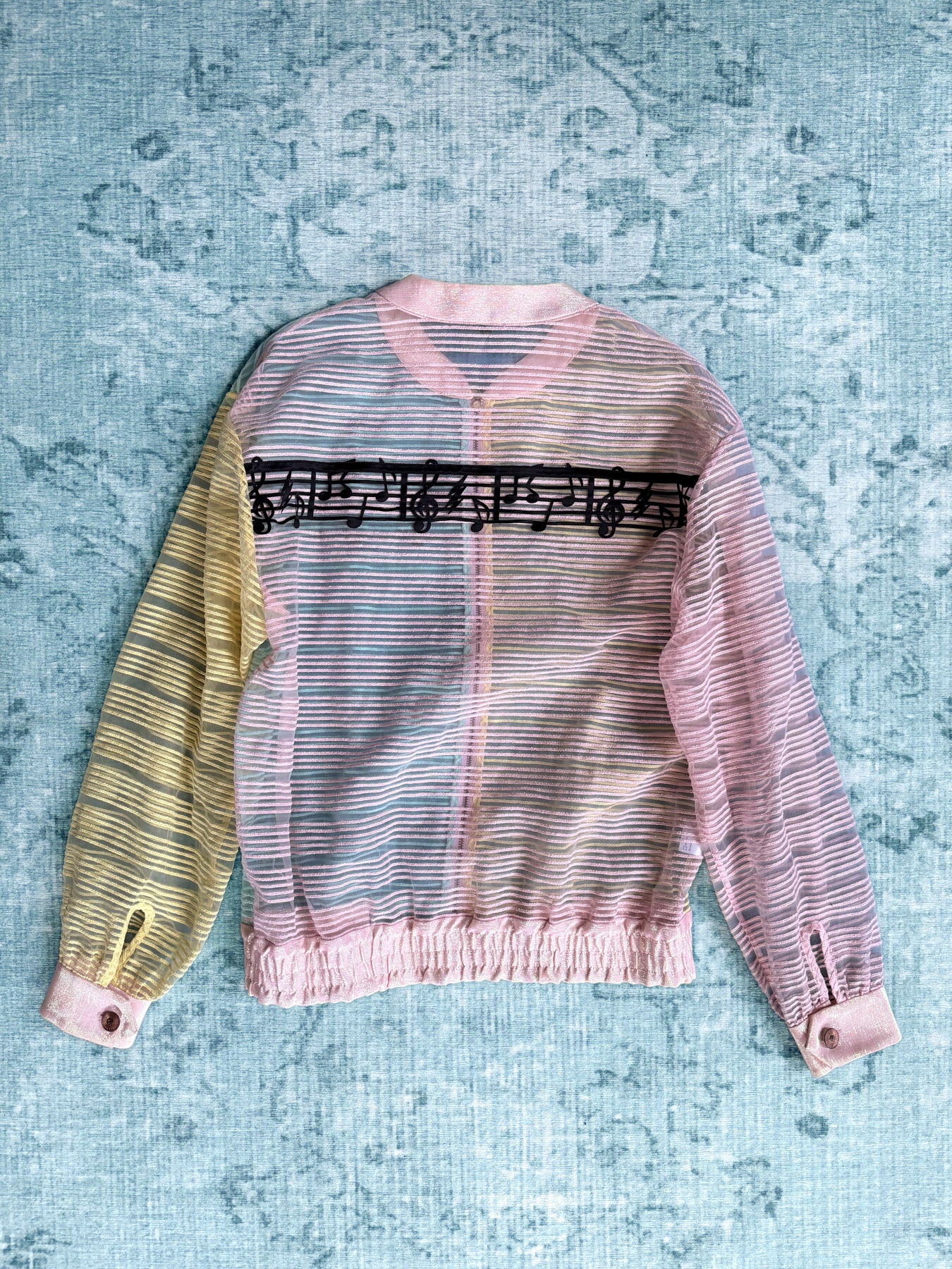 sheer pastel music-note bomber