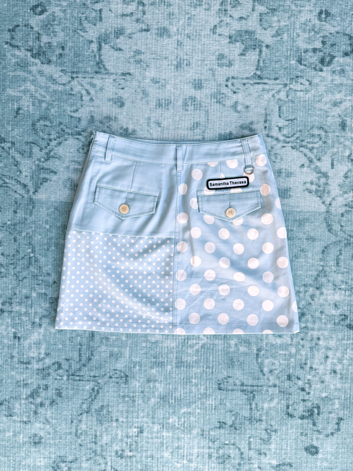 mixed polka dot panel skirt