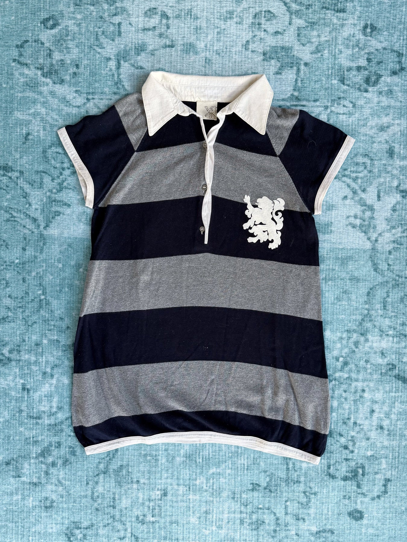 lion-crest striped polo