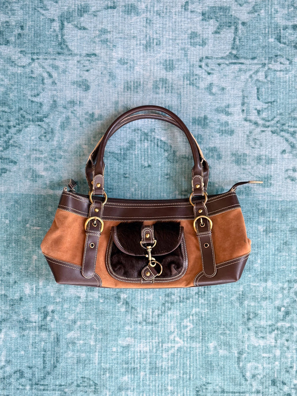 leather calf hair mini bag