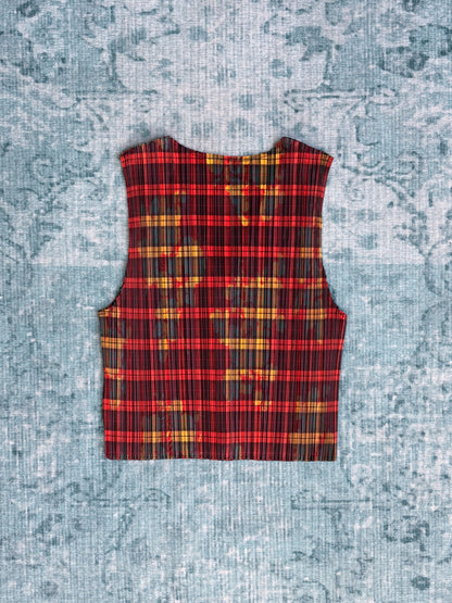 ISSEY MIYAKE pleated tartan button vest