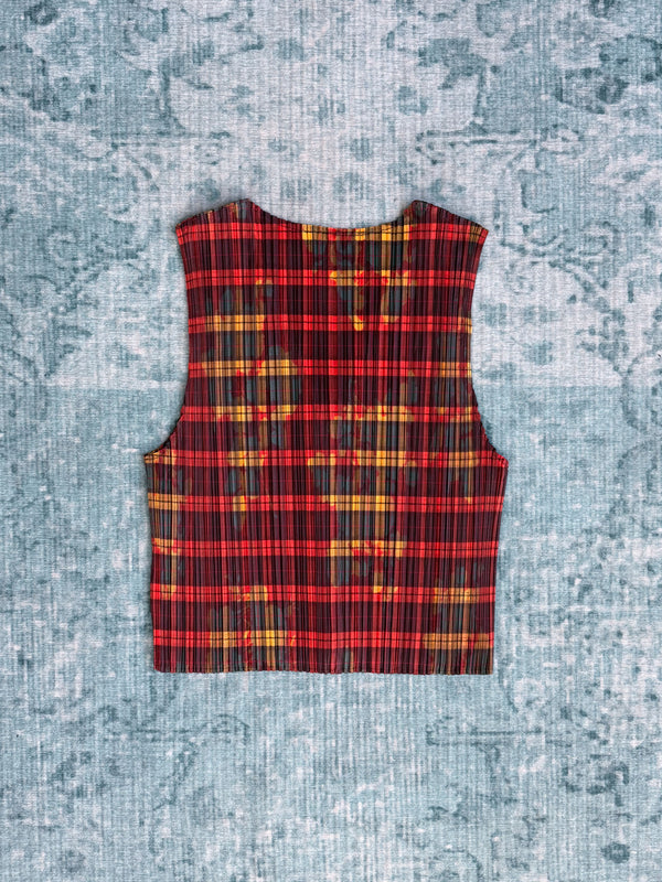 ISSEY MIYAKE pleated tartan button vest