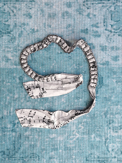 music sheet print silk chain belt