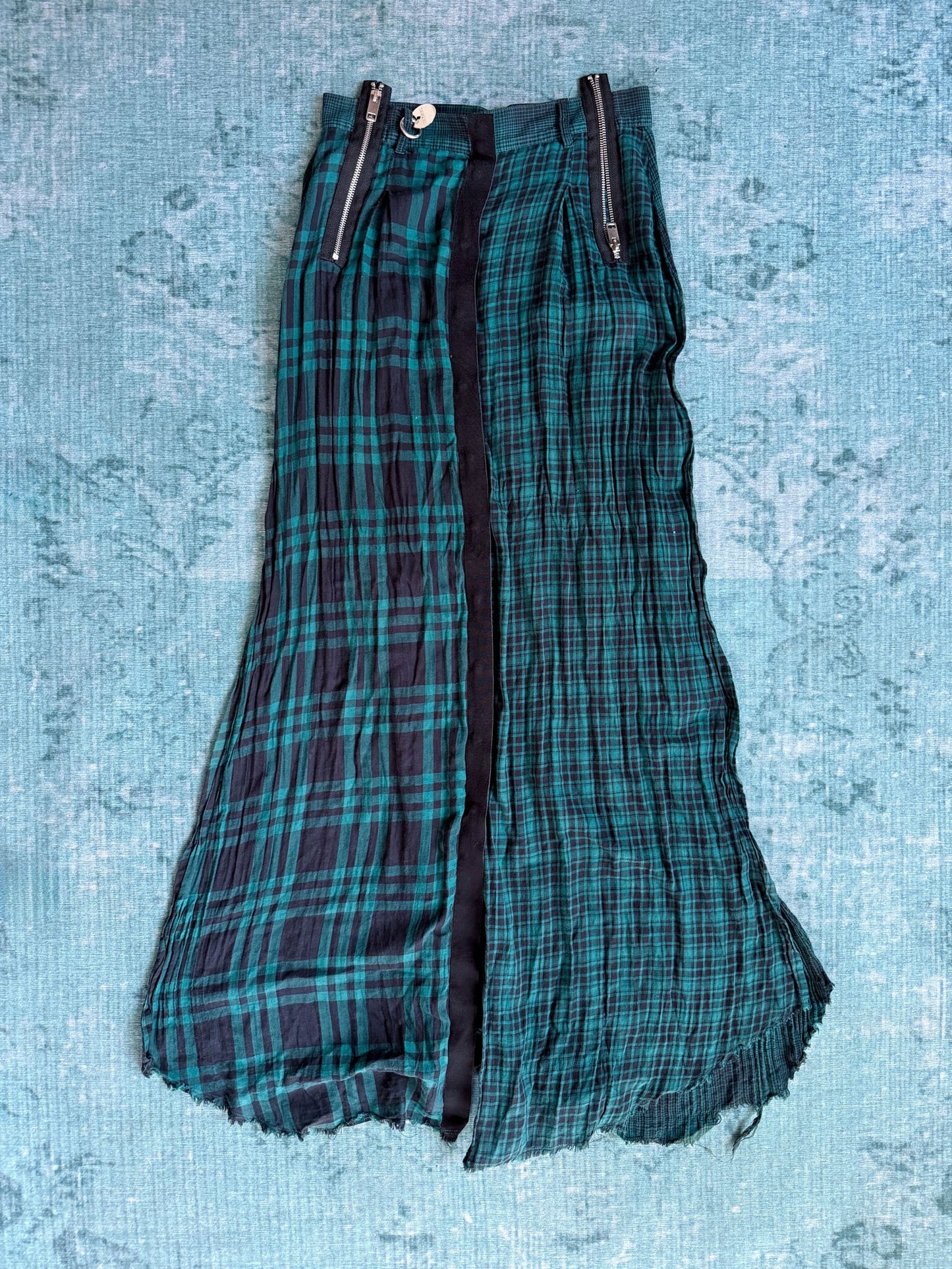 DIESEL crinkled tartan maxi skirt