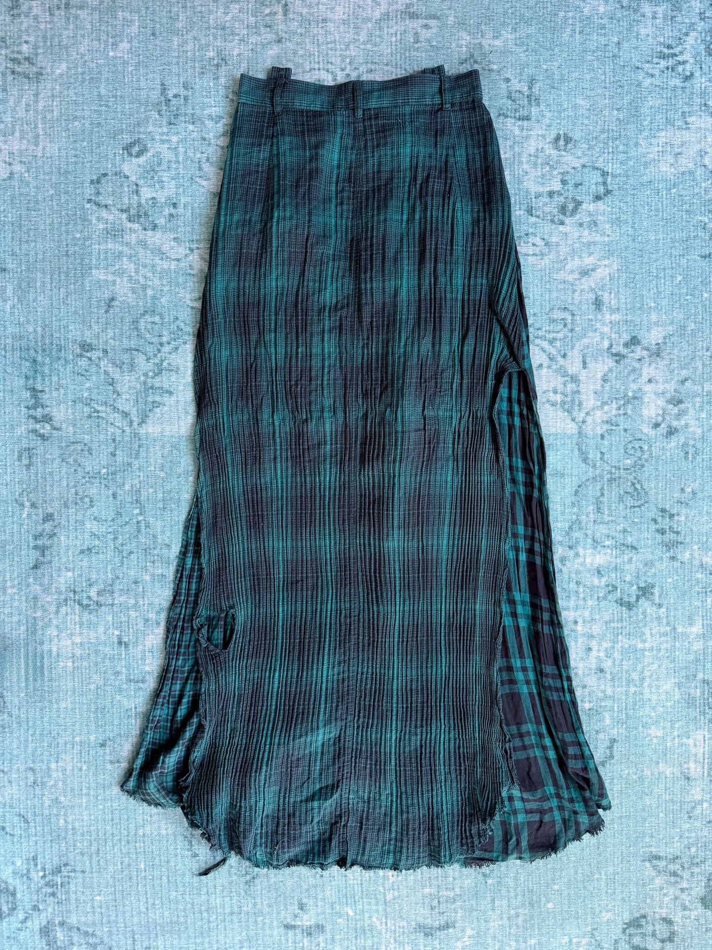 DIESEL crinkled tartan maxi skirt