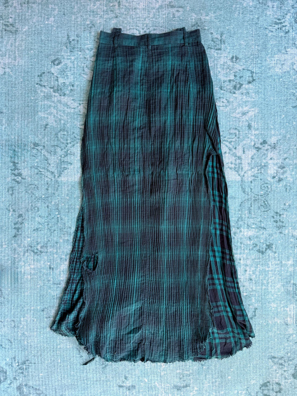 DIESEL crinkled tartan maxi skirt