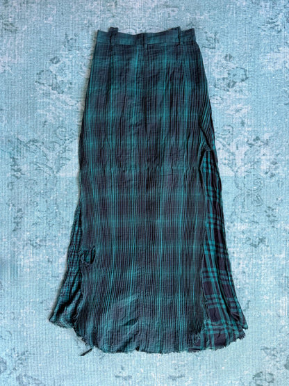 DIESEL crinkled tartan maxi skirt