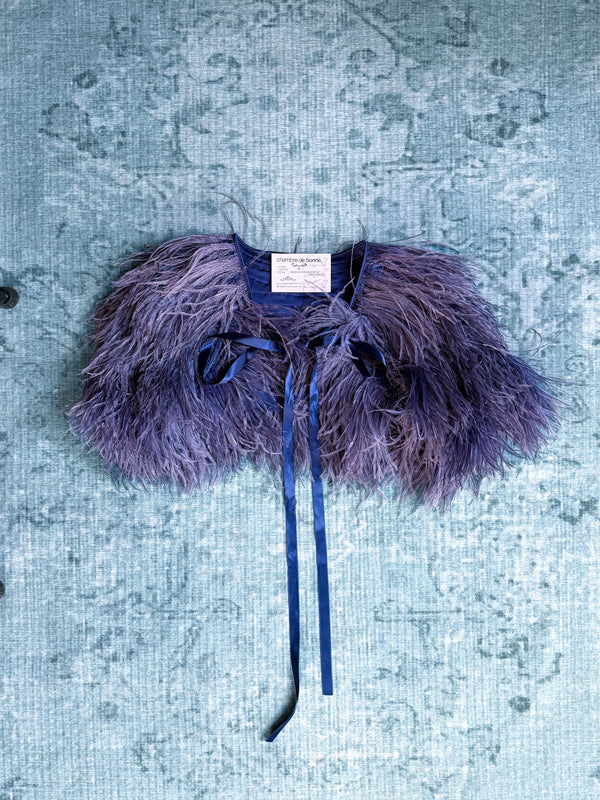 ostrich feather ribbon-tie bolero