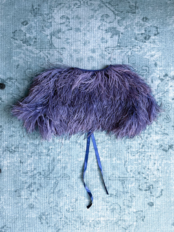 ostrich feather ribbon-tie bolero