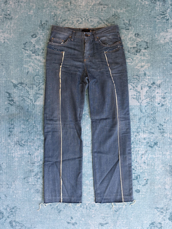 CAVALLI raw-edge straight denim jeans