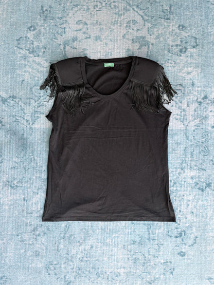 shoulder-fringe jersey tee