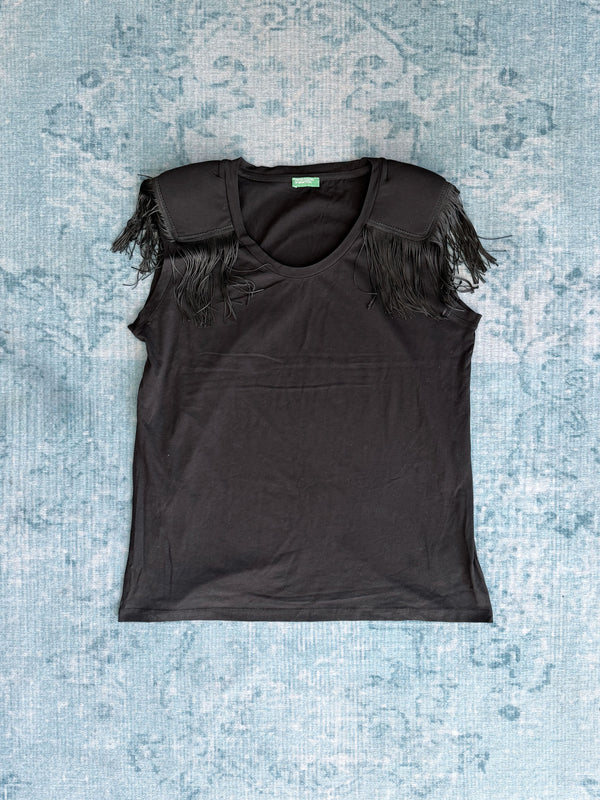 shoulder-fringe jersey tee