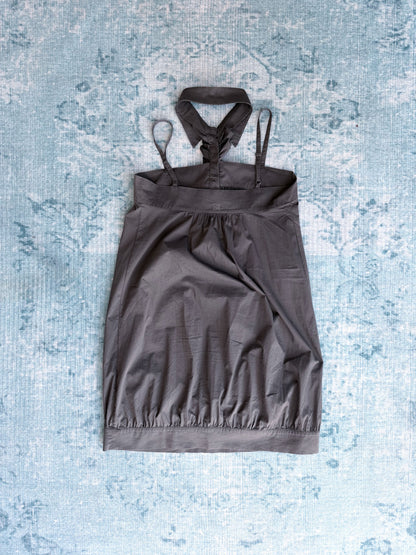 collared ruffle bubble mini dress