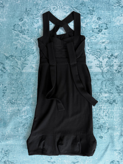 GIVENCHY cross-strap structured black dress