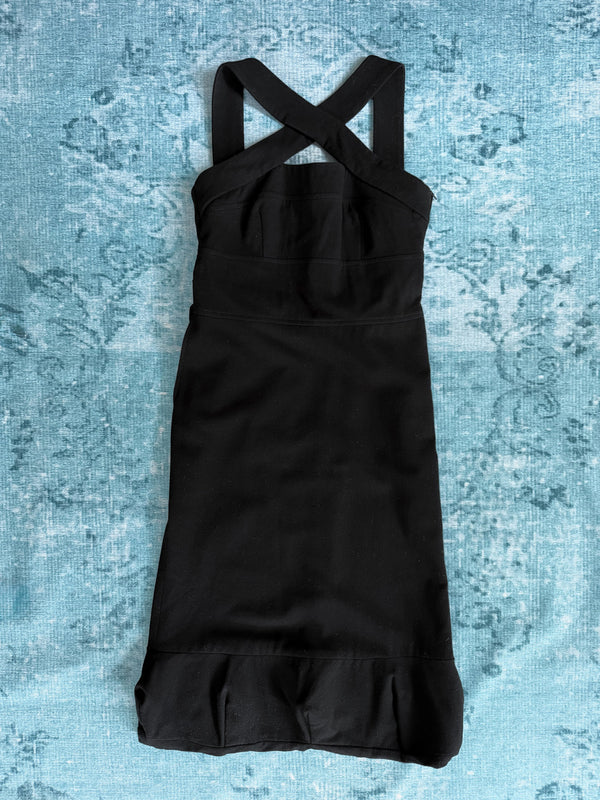 GIVENCHY cross-strap structured black dress